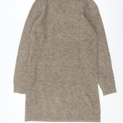 Pieces Women Beige V-Neck Long Sleeve Knit Jumper Size S