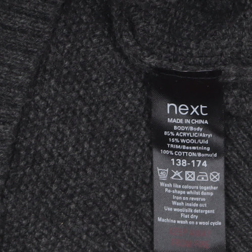 Next Men’s Grey Henley Jumper Medium Wool Blend High Neck