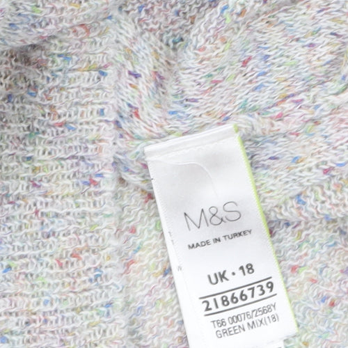 Marks and Spencer Women’s Grey Multicoloured Knit Cardigan UK 18