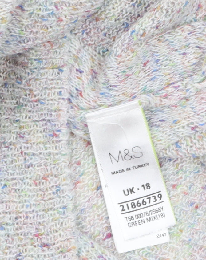 Marks and Spencer Women’s Grey Multicoloured Knit Cardigan UK 18