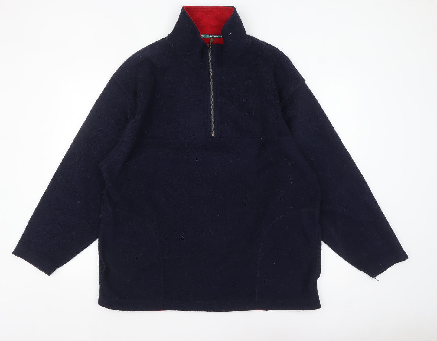 St. Bernard Men's Blue Fleece 1/2 Zip Pullover Sweatshirt Size L