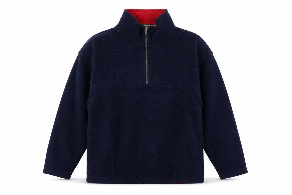 Front view of St Bernard Men's Blue Fleece 1/2 Zip Pullover Sweatshirt, size L