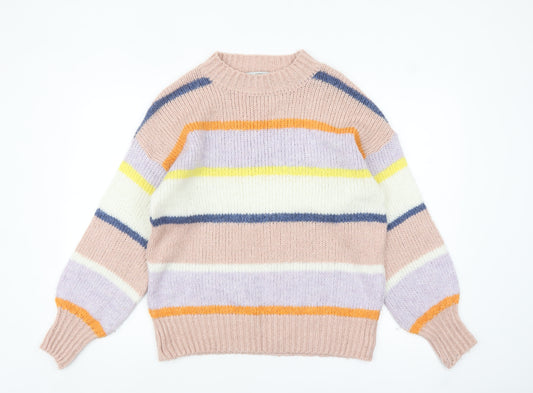 Next Women's Multicoloured Striped Crew Neck Pullover Jumper Size 14