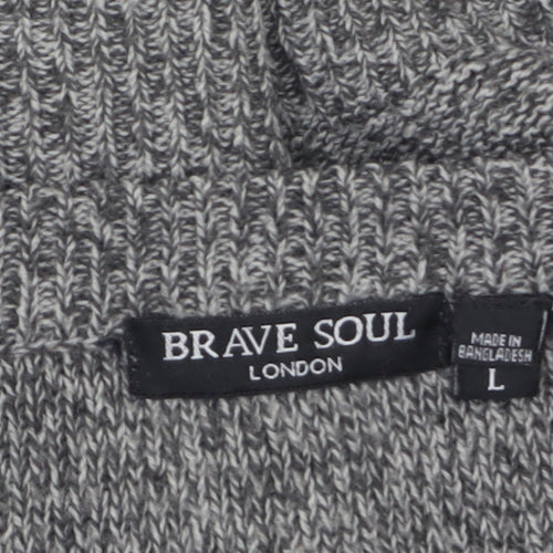 Brave Soul Women's Grey Knit Long Sleeve Pullover Jumper Size L