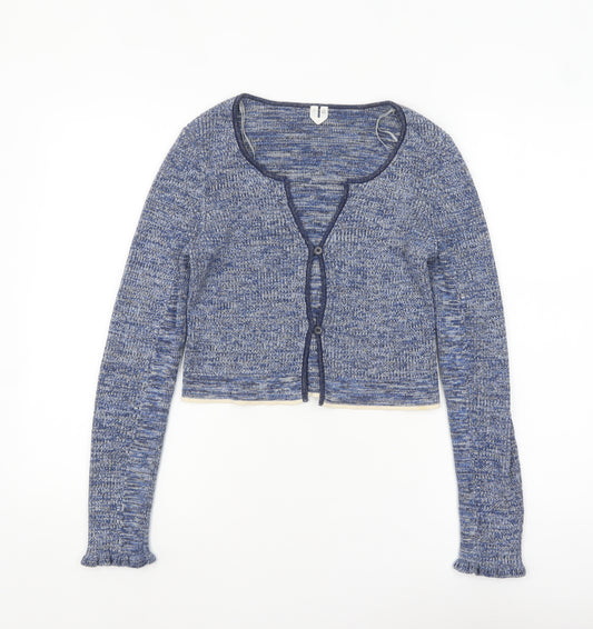 Arket Women’s Blue Knit Cotton Scoop Neck Cardigan S