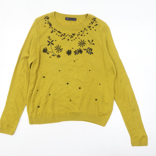 Marks and Spencer Women’s Green Beaded Acrylic Jumper Size 14
