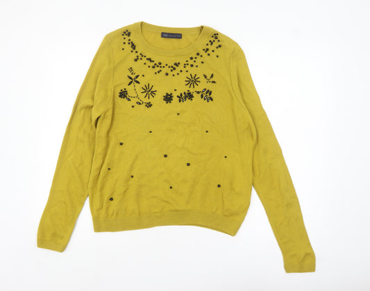 Marks and Spencer Women’s Green Beaded Acrylic Jumper Size 14
