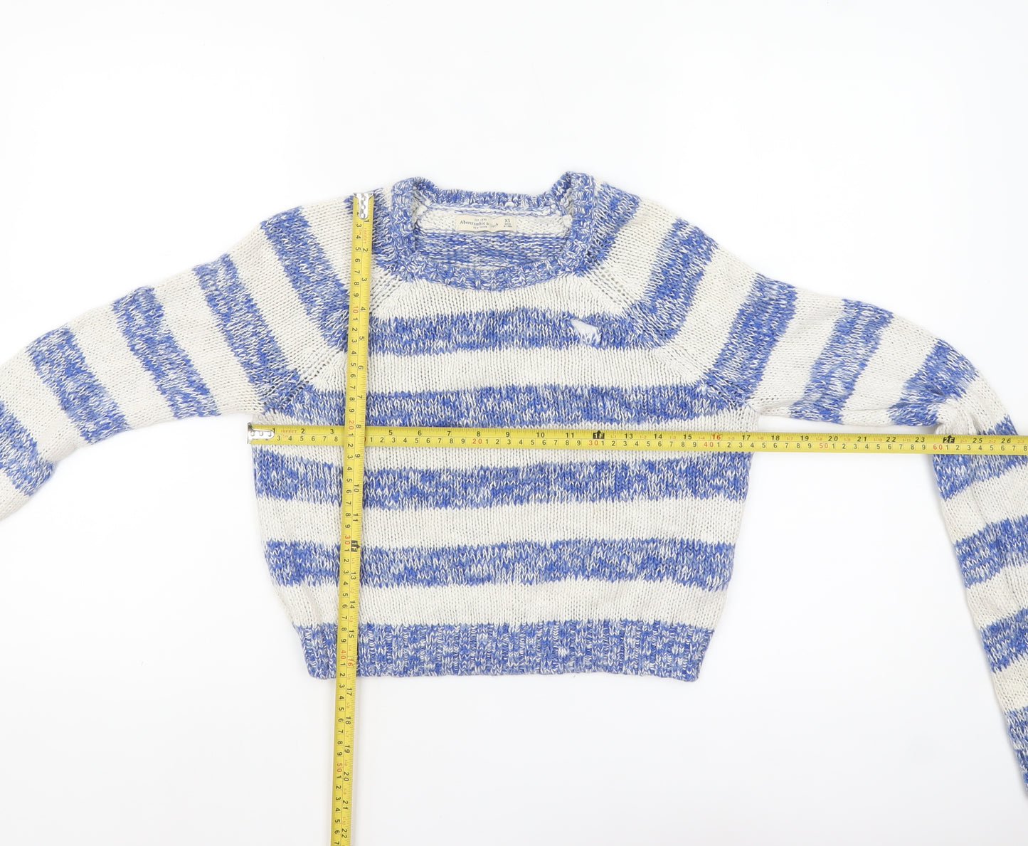Abercrombie & Fitch Womens Blue Stripe Knit Jumper XS