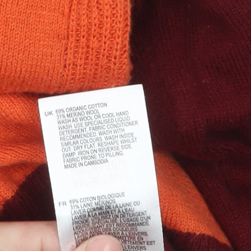 White Stuff Womens Orange Colour Block Crew Neck Jumper Size 18