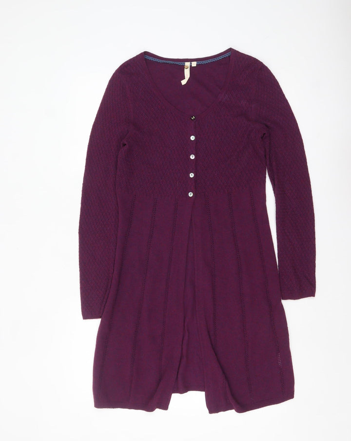 White Stuff Women’s Purple Long Sleeve A-Line Knit Dress Size 10