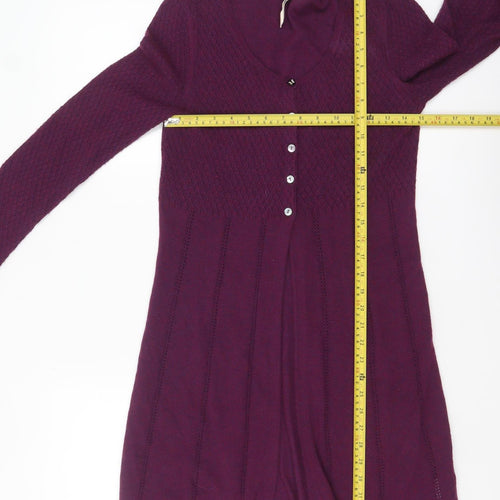 White Stuff Women’s Purple Long Sleeve A-Line Knit Dress Size 10