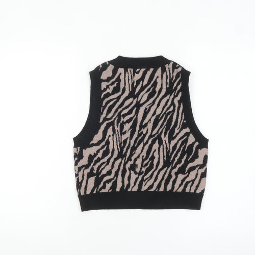 Motel Womens Beige Black Animal Print Knit Sleeveless Vest XS