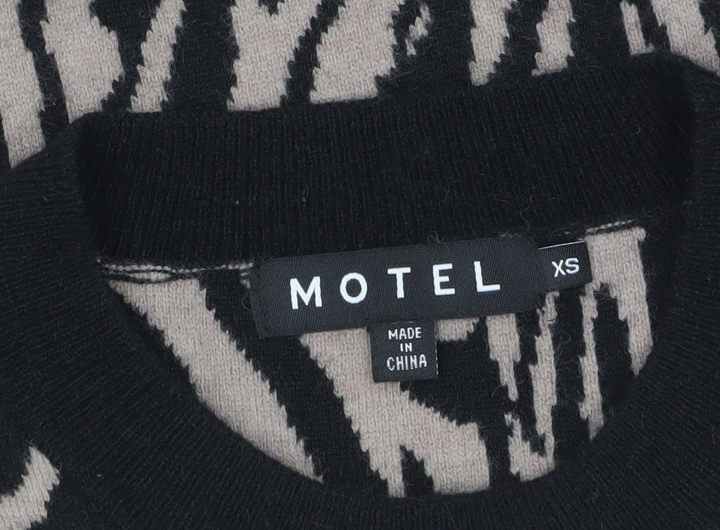 Motel Womens Beige Black Animal Print Knit Sleeveless Vest XS