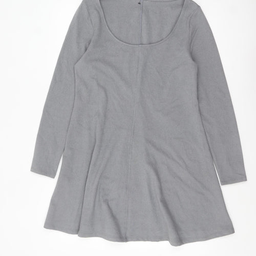 Marks and Spencer Women Grey A-Line Knit Dress Size 14 Long Sleeve
