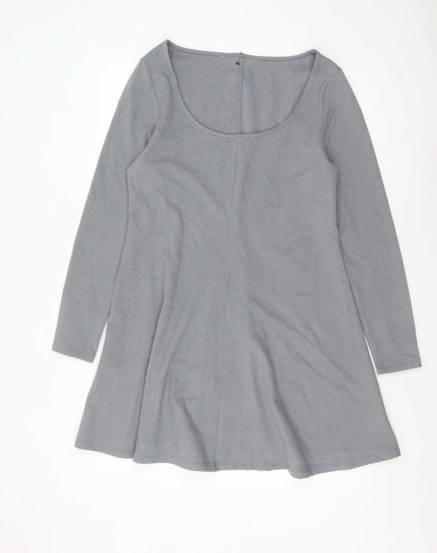 Marks and Spencer Women Grey A-Line Knit Dress Size 14 Long Sleeve