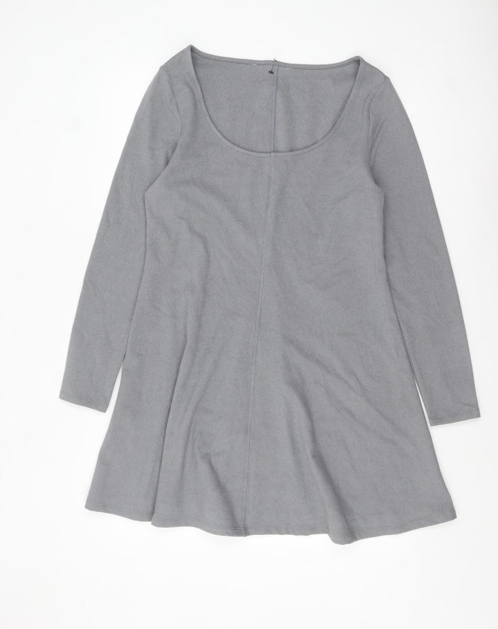 Marks and Spencer Women Grey A-Line Knit Dress Size 14 Long Sleeve