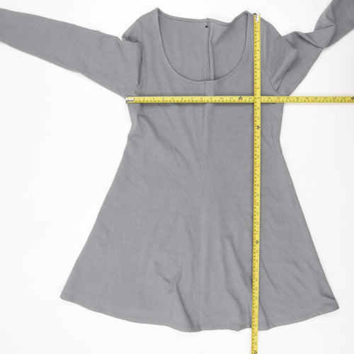 Marks and Spencer Women Grey A-Line Knit Dress Size 14 Long Sleeve