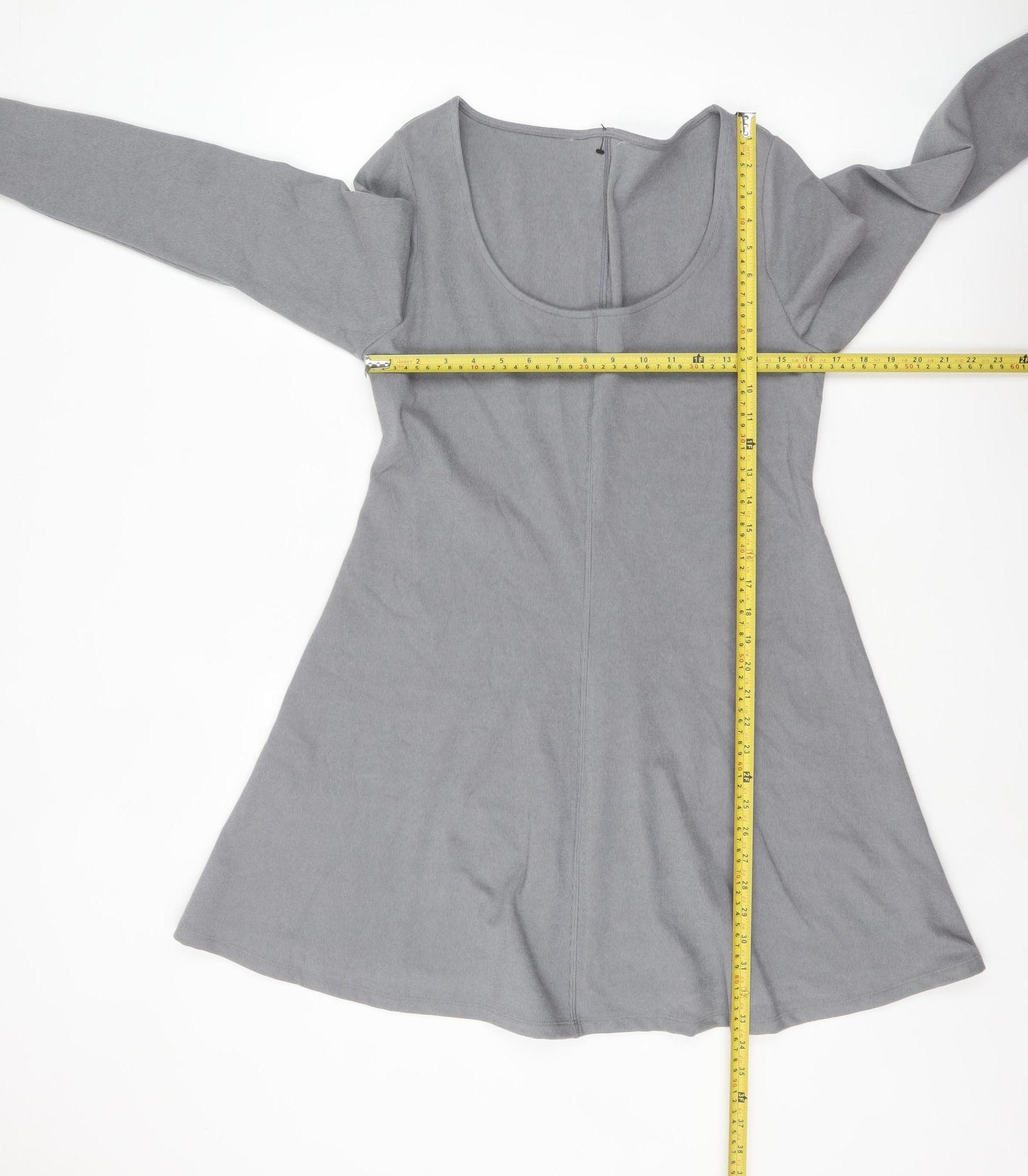 Marks and Spencer Women Grey A-Line Knit Dress Size 14 Long Sleeve