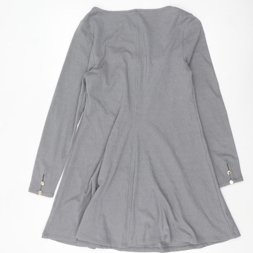 Marks and Spencer Women Grey A-Line Knit Dress Size 14 Long Sleeve