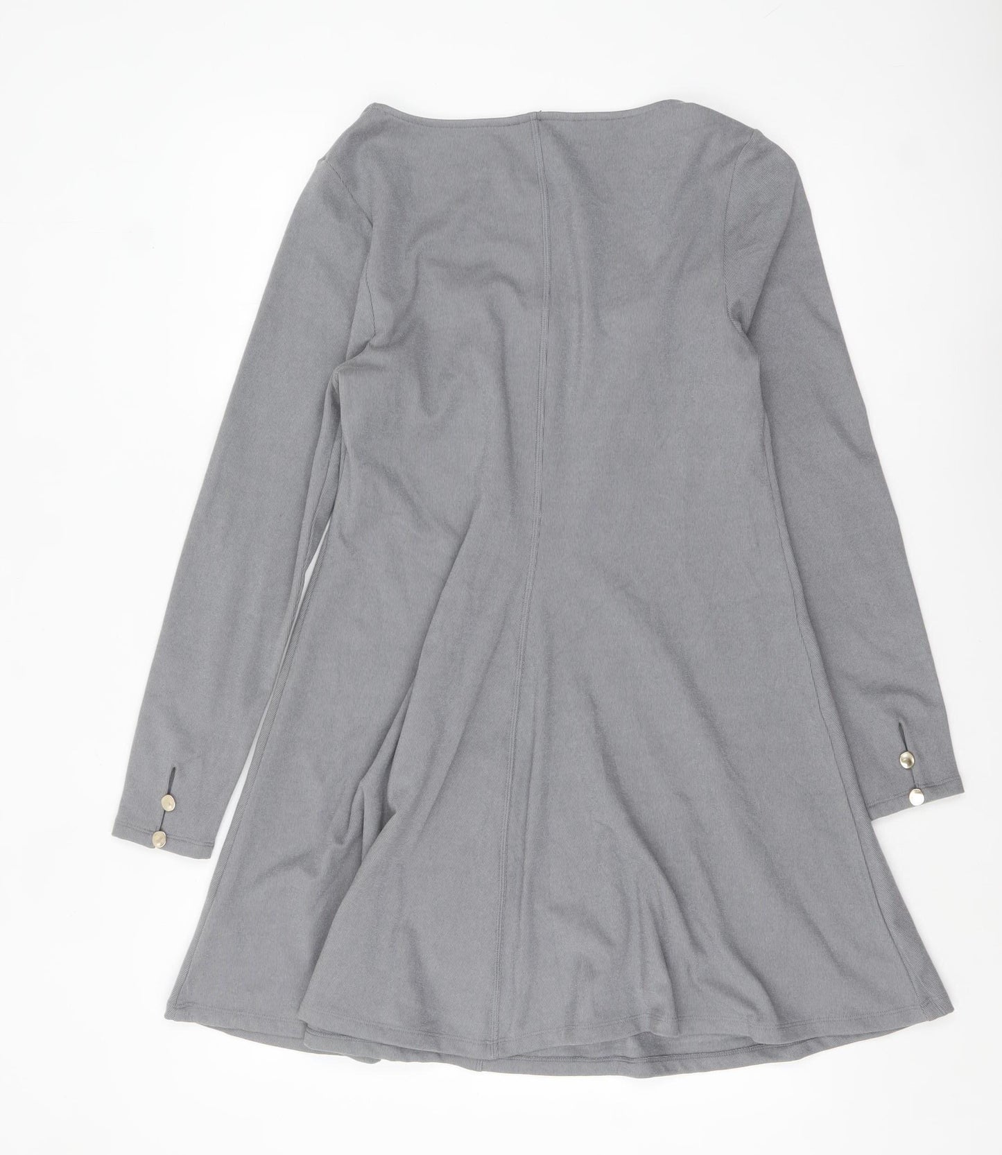 Marks and Spencer Women Grey A-Line Knit Dress Size 14 Long Sleeve