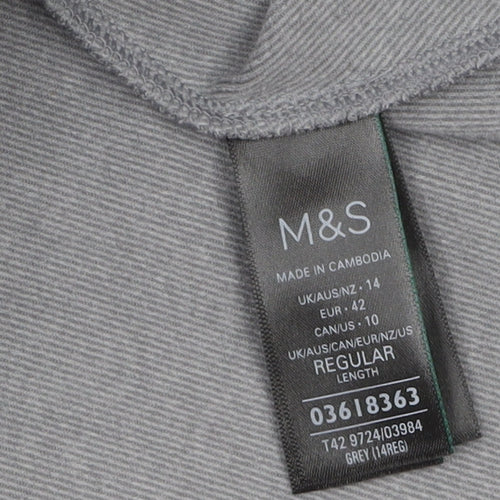 Marks and Spencer Women Grey A-Line Knit Dress Size 14 Long Sleeve