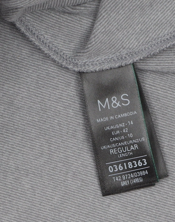 Marks and Spencer Women Grey A-Line Knit Dress Size 14 Long Sleeve