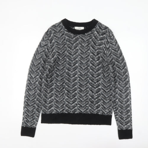 Marks and Spencer Men's Grey Geometric Wool Blend Crew Neck Jumper M