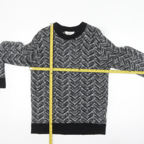 Marks and Spencer Men's Grey Geometric Wool Blend Crew Neck Jumper M
