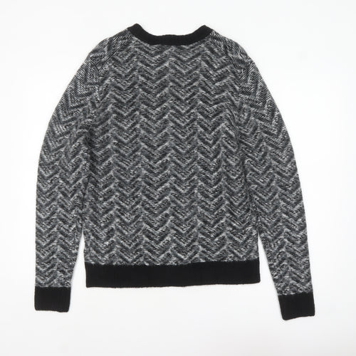 Marks and Spencer Men's Grey Geometric Wool Blend Crew Neck Jumper M