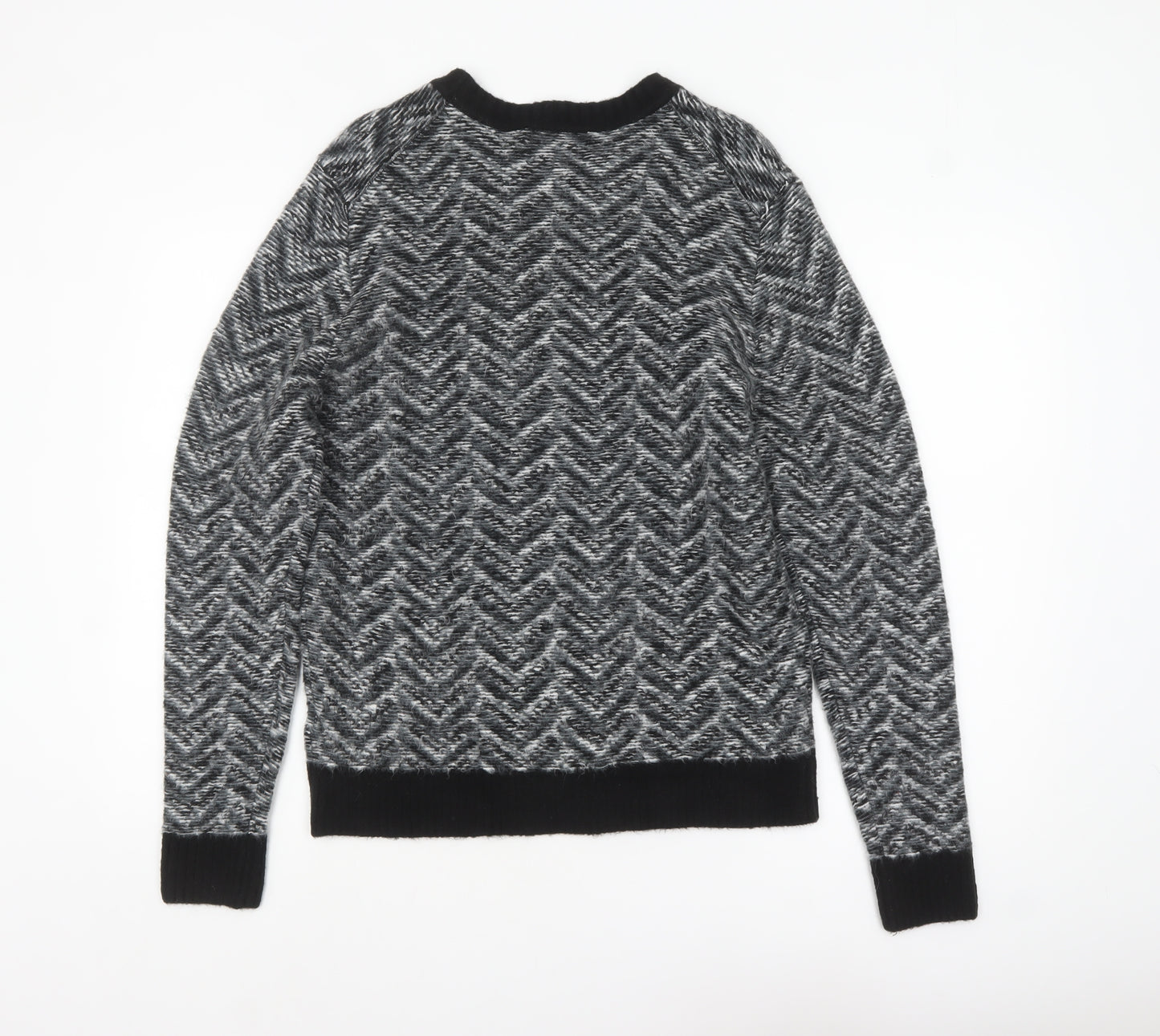 Marks and Spencer Men's Grey Geometric Wool Blend Crew Neck Jumper M