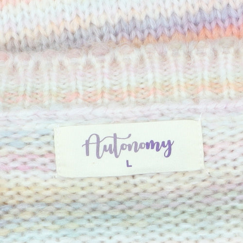 Autonomy Womens Multicoloured L Striped Knit Pullover Jumper
