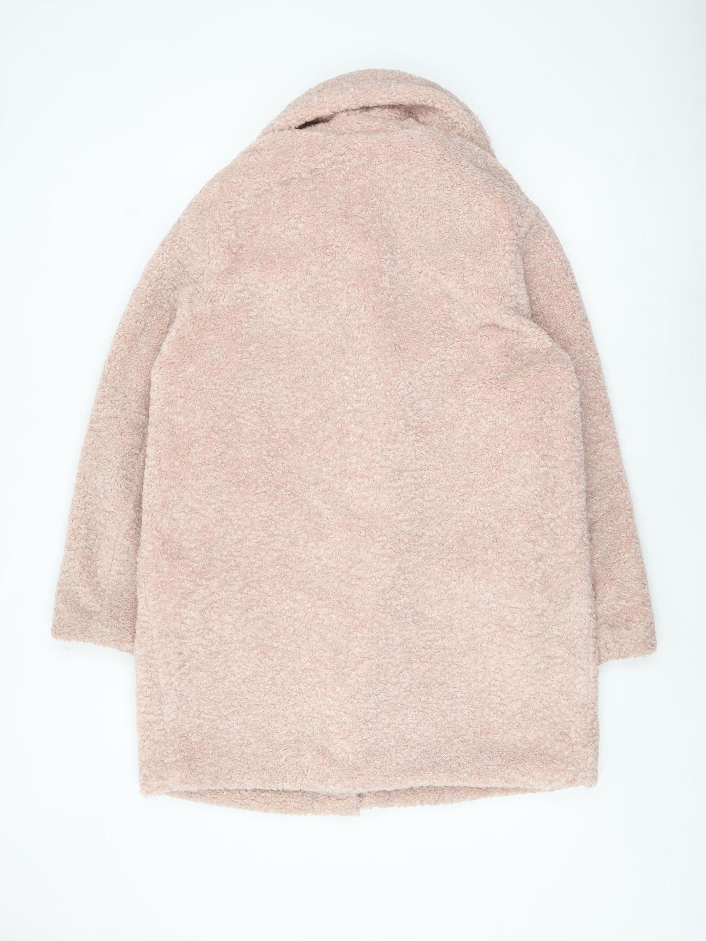 New Look Women’s Pink Teddy Overcoat Size 12 Lined Mid-Length