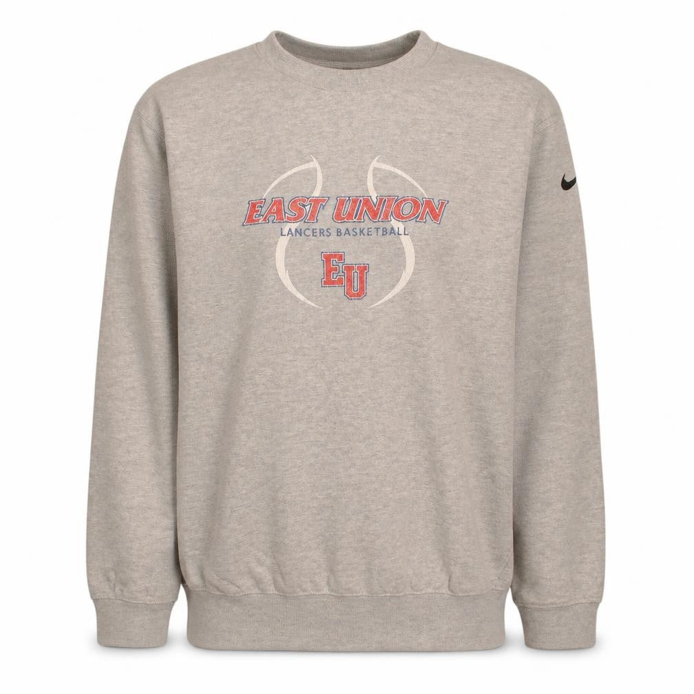 Front view of Nike men’s grey east union basketball sweatshirt l pullover