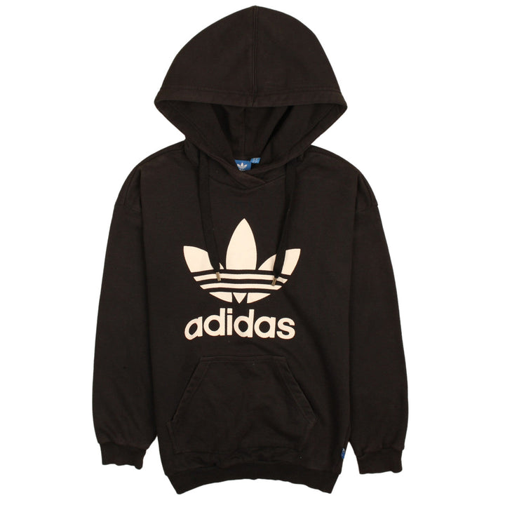 Adidas Womens Black Pullover Hoodie Size 6 Logo Print Casual