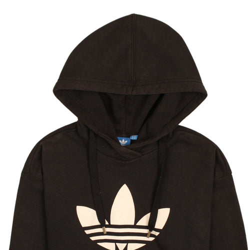 Adidas Womens Black Pullover Hoodie Size 6 Logo Print Casual