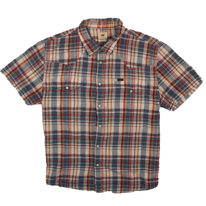 Lee Men's Multicoloured Plaid Short Sleeve Slim Fit 2XL Shirt
