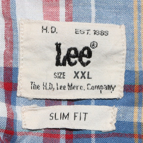 Lee Men's Multicoloured Plaid Short Sleeve Slim Fit 2XL Shirt