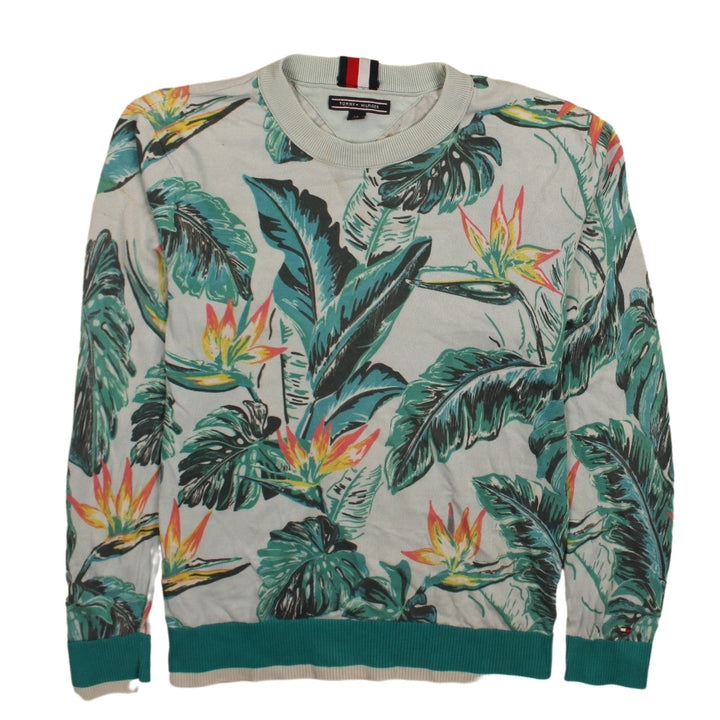 Tommy Hilfiger Women's Blue Tropical Floral Pullover Sweatshirt Size S