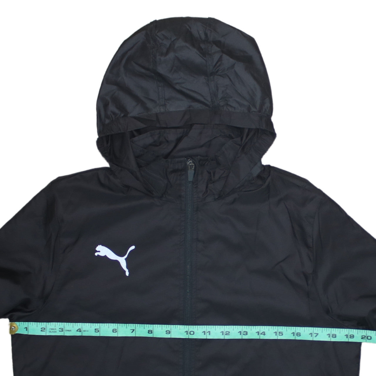 Puma Boys Black Hooded Windbreaker Jacket 14 Years Full Zip Lightweight