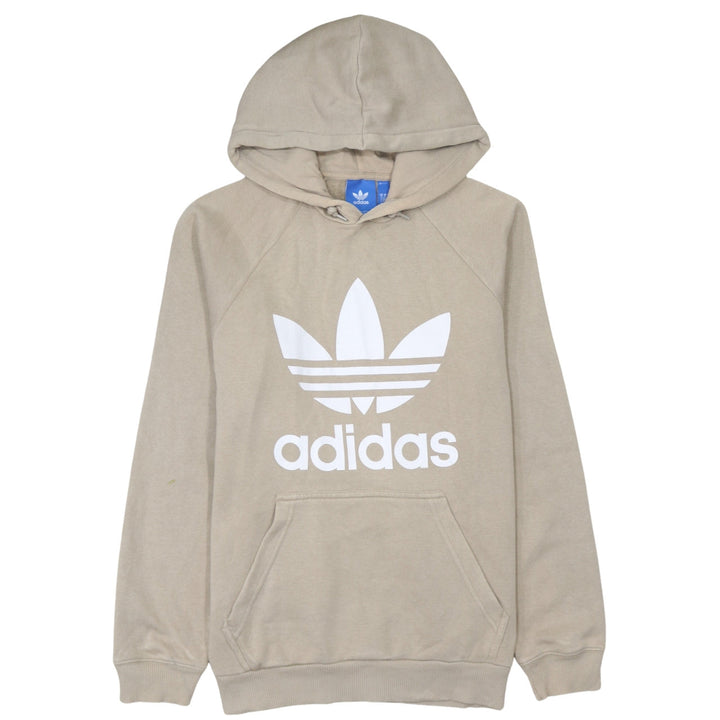 Adidas Mens Beige Hoodie Medium Pullover Logo Graphic Hooded Sweatshirt