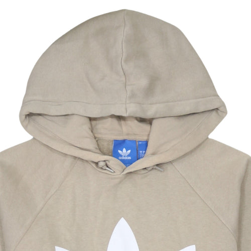 Adidas Mens Beige Hoodie Medium Pullover Logo Graphic Hooded Sweatshirt