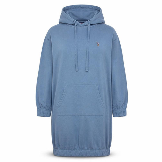Front view of U.S. Polo Assn. Women’s Grey Hoodie T-Shirt Dress S Casual