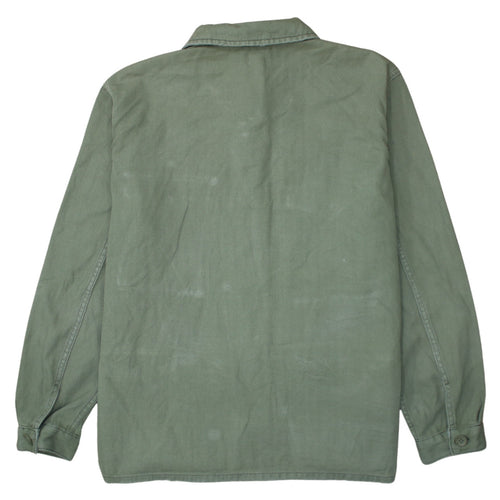 Topshop Women Green Cotton Button-Up Shirt UK 16 Military Style
