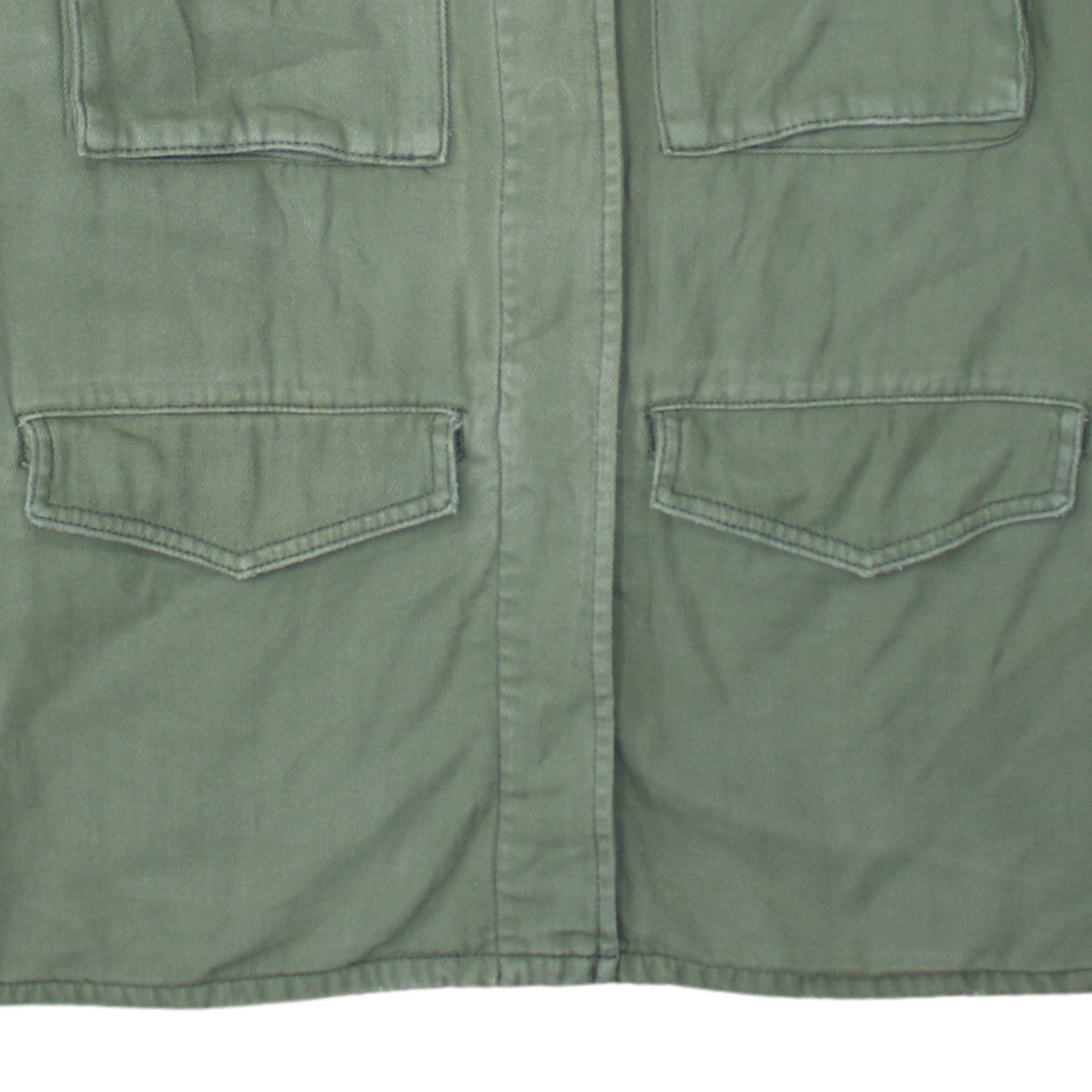 Topshop Women Green Cotton Button-Up Shirt UK 16 Military Style