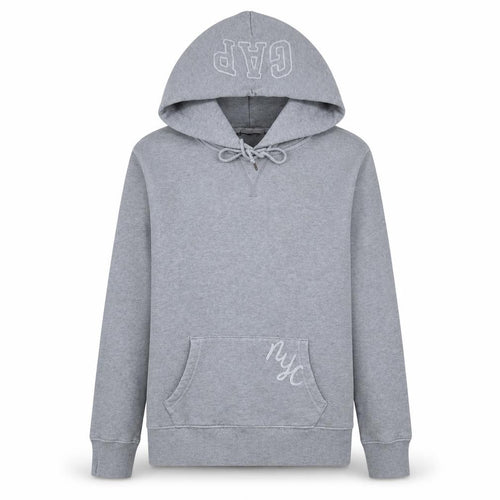 GAP Women’s Grey Pullover Hoodie Sweatshirt M Embroidered NYC Logo