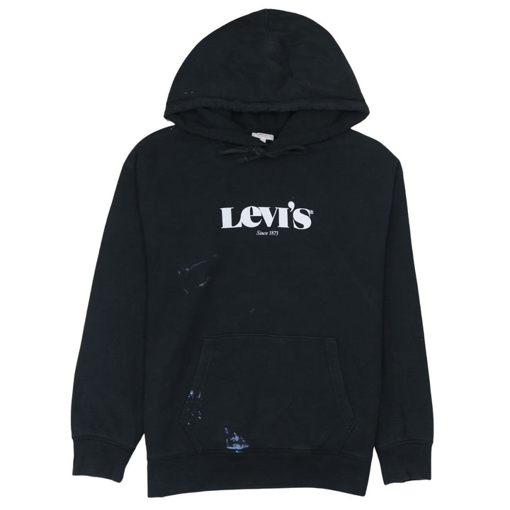 Levi's Mens Black Pullover Hoodie L Logo Graphic Cotton Fleece