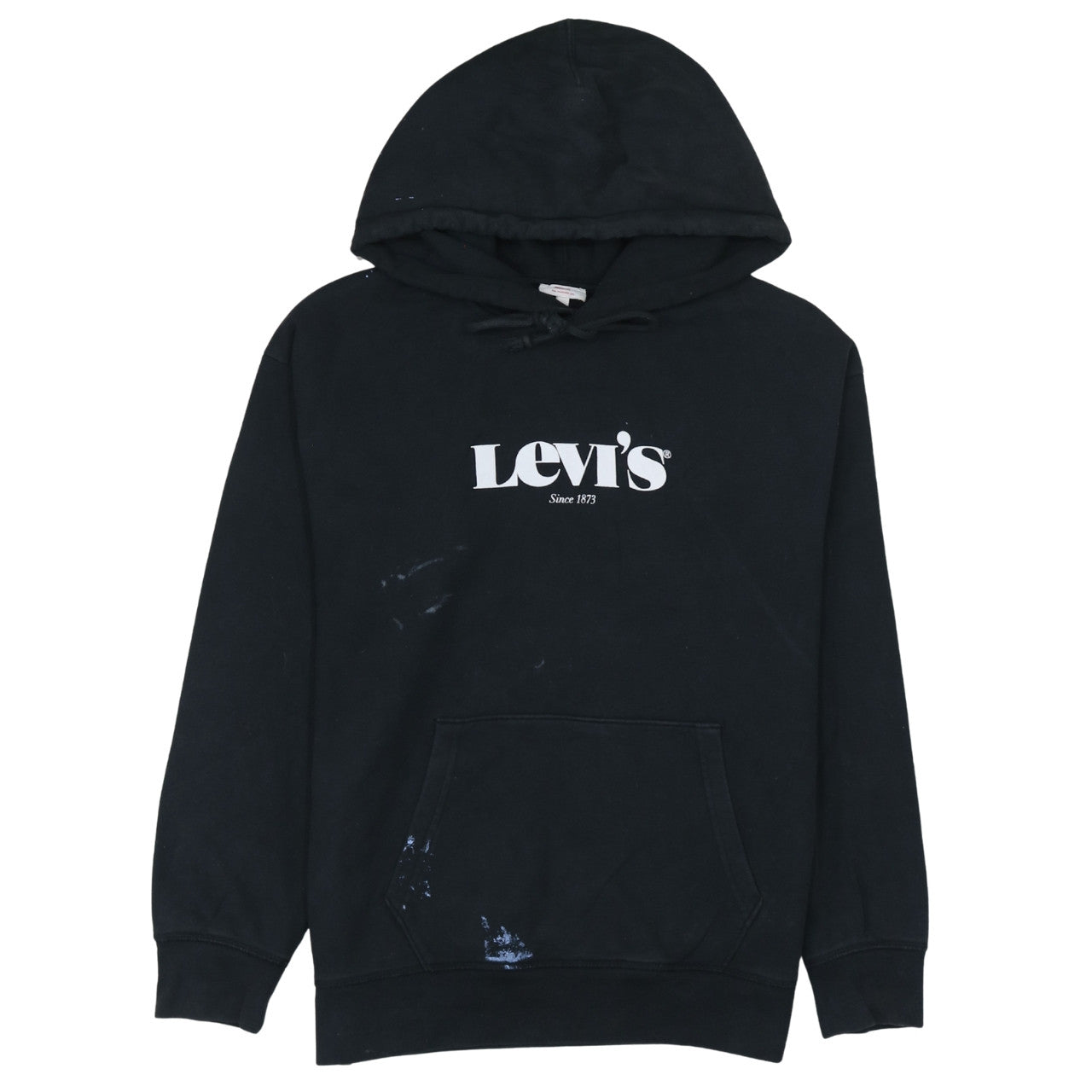 Levi's Mens Black Pullover Hoodie L Logo Graphic Cotton Fleece