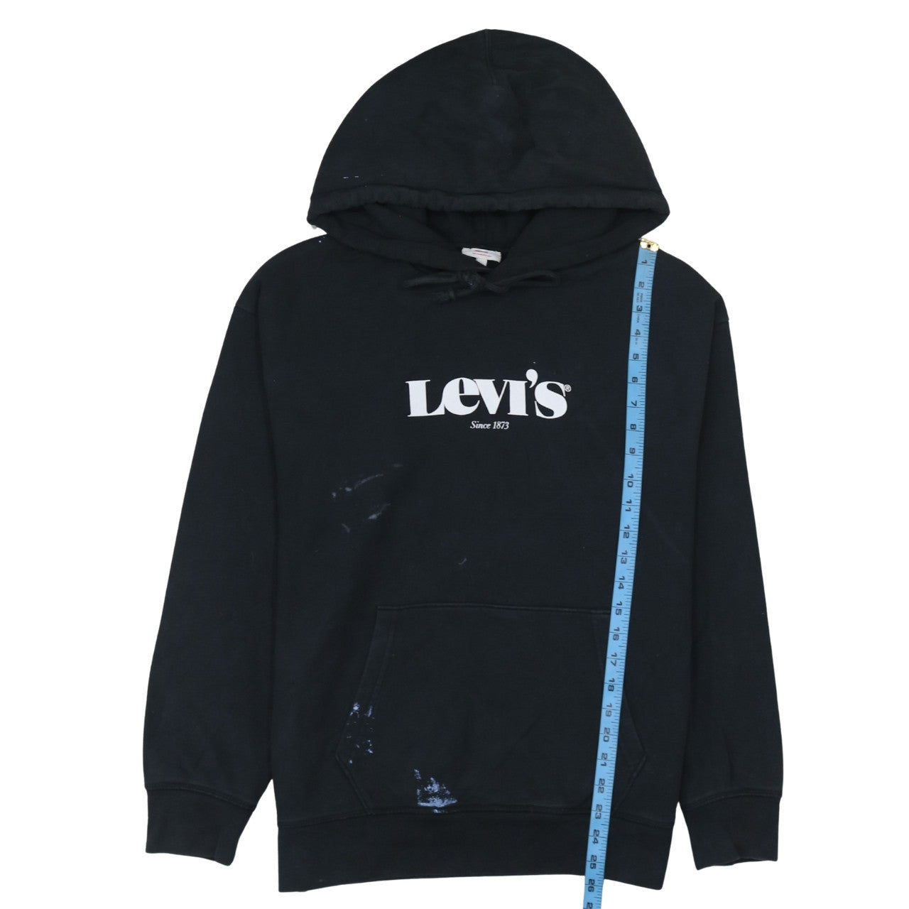 Levi's Mens Black Pullover Hoodie L Logo Graphic Cotton Fleece