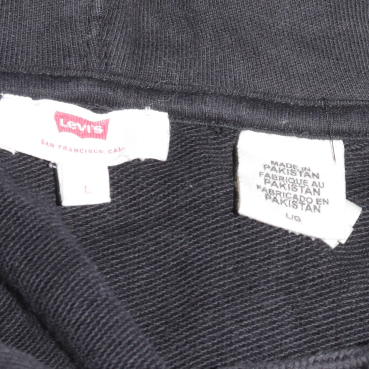 Levi's Mens Black Pullover Hoodie L Logo Graphic Cotton Fleece