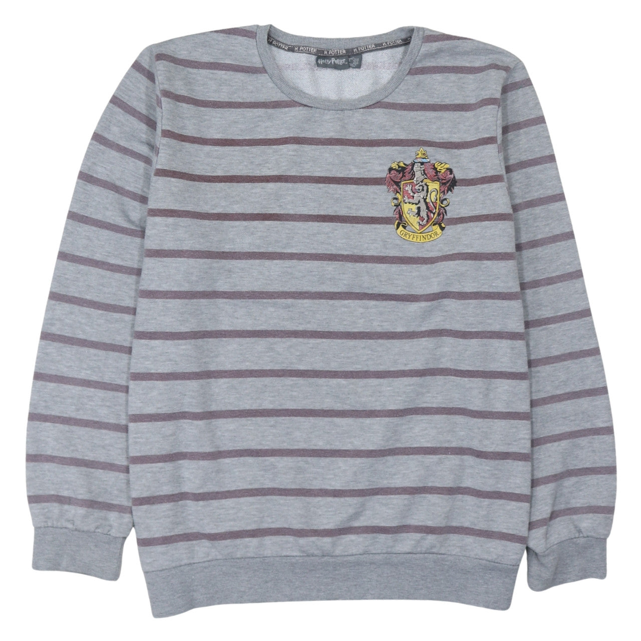 Harry Potter Women’s Grey Striped Gryffindor Pullover Sweatshirt XL